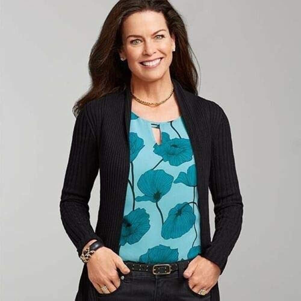 CAbi Blue Poppy Blouse Style #3268